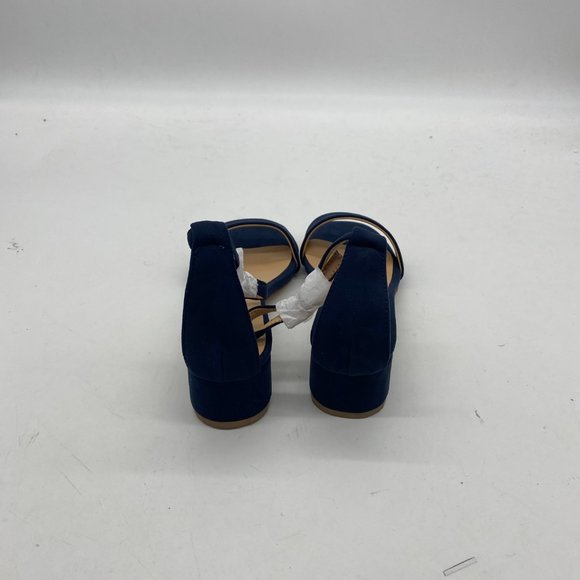 XYD Blue Open Toe Strappy Low Block Heel Ankle Strap Buckle Sandal - Picture 5 of 9